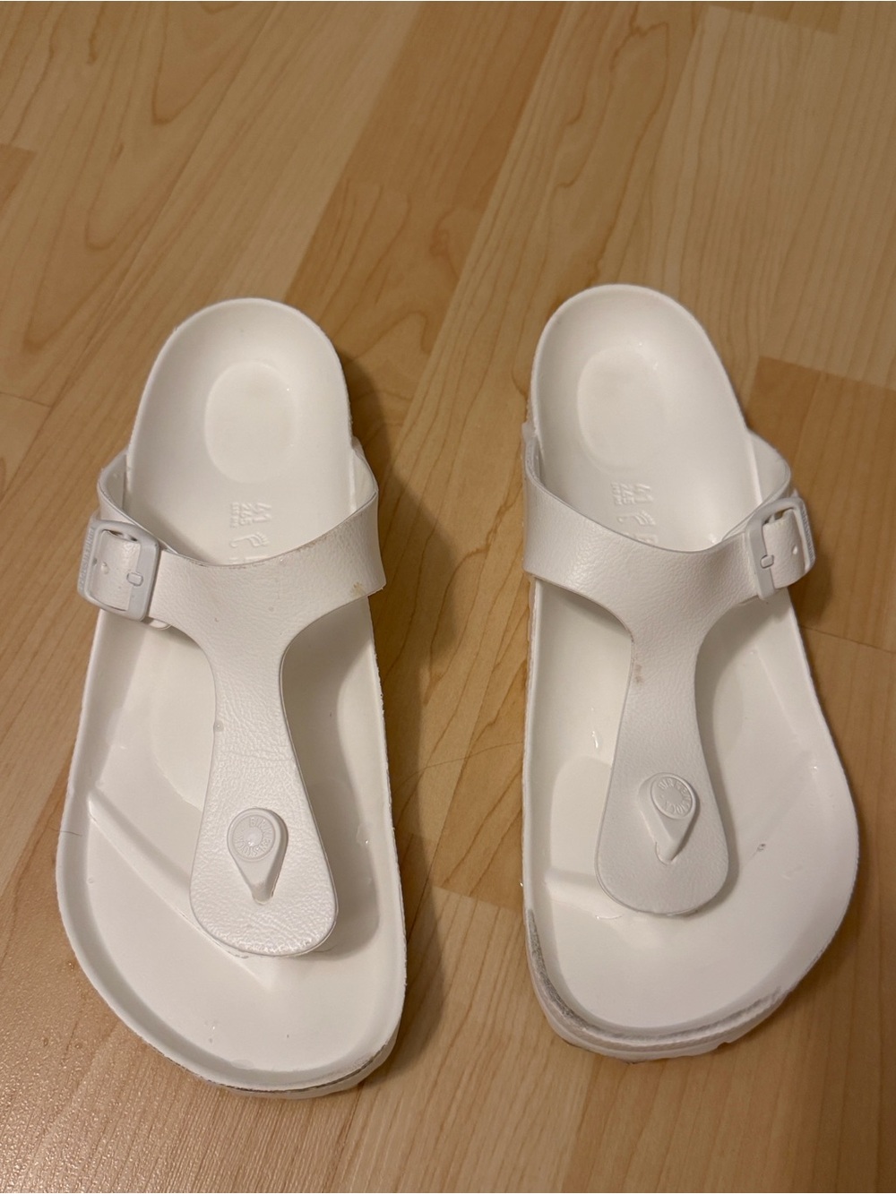 Birkenstock White EVA Thong Gizeh-Style Sandals, size 41/10.5